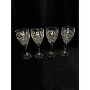 Set of 4 Waterford Crystal Castlemaine  7 1/8" Claret Wine‎ Glasses Cut Foot
